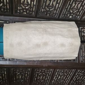 Cream faux leather pencil skirt